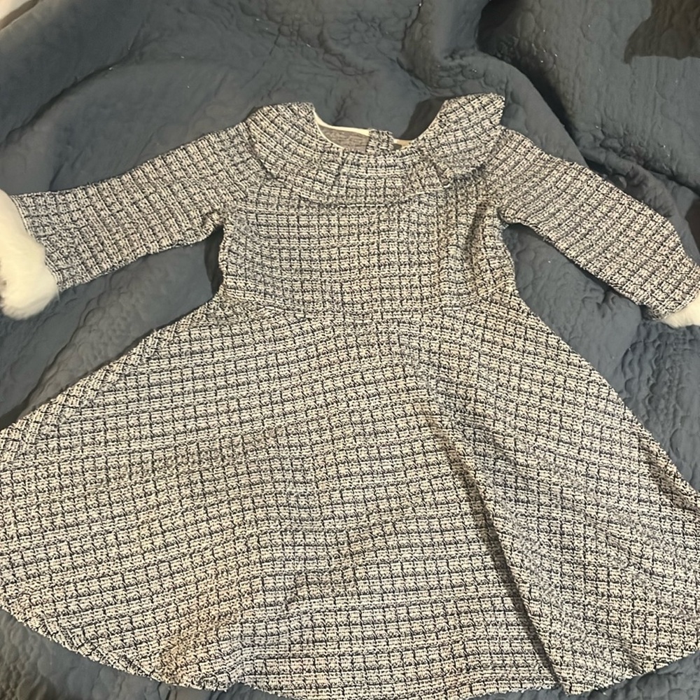 Janie and Jack dress with faux fur sleeves and ruffle collar. Size 5.